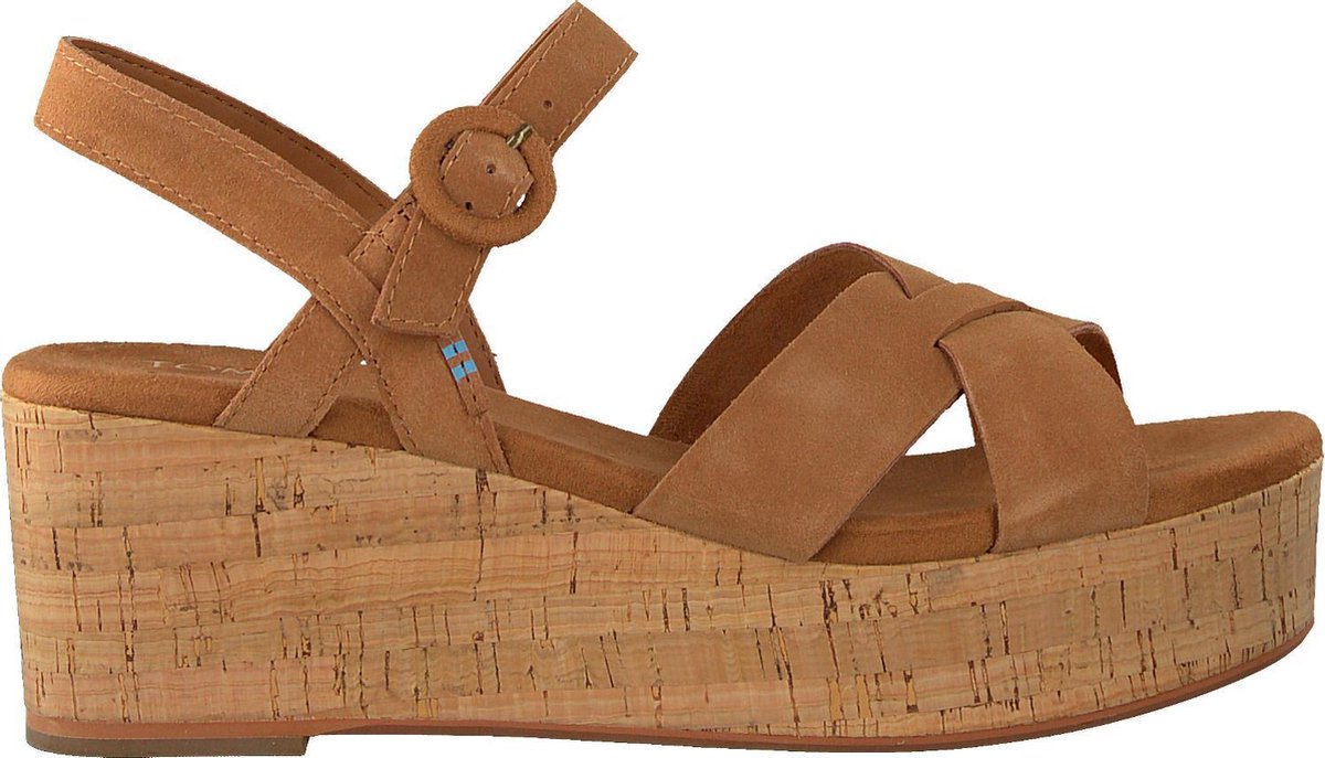 TOMS Willow dames sandaal met sleehak Cognac - Schoenen.nl