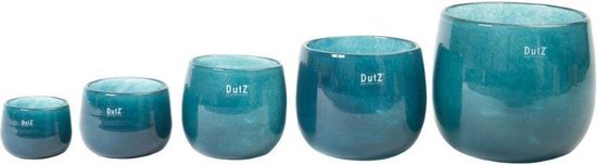 Dutz - design vaas - Pot jade donkerblauw - glas-  mondgeblazen - H 6 cm