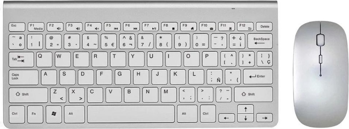 Case2go - Draadloos Toetsenbord en Muis - QWERTY Keyboard - Bluetooth - Voor PC, Laptop, Tablet - geschikt voor Windows/Android/IOS - Wit