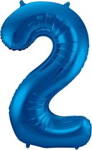 Folat - Folieballon Cijfer 2 Blauw - 86 cm