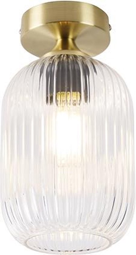 QAZQA banci - Art Deco Plafondlamp - 1 lichts - Ø 140 mm - Goud/messing - Woonkamer | Slaapkamer | Keuken
