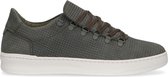 Manfield - Heren - Khaki nubuck sneakers met patroon - Maat 42