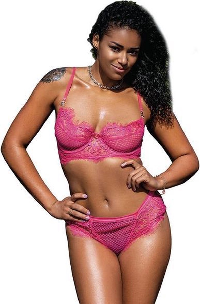 Paris Hollywood R80557 - Erotische Lingerieset - Roze - XXL/XXXL