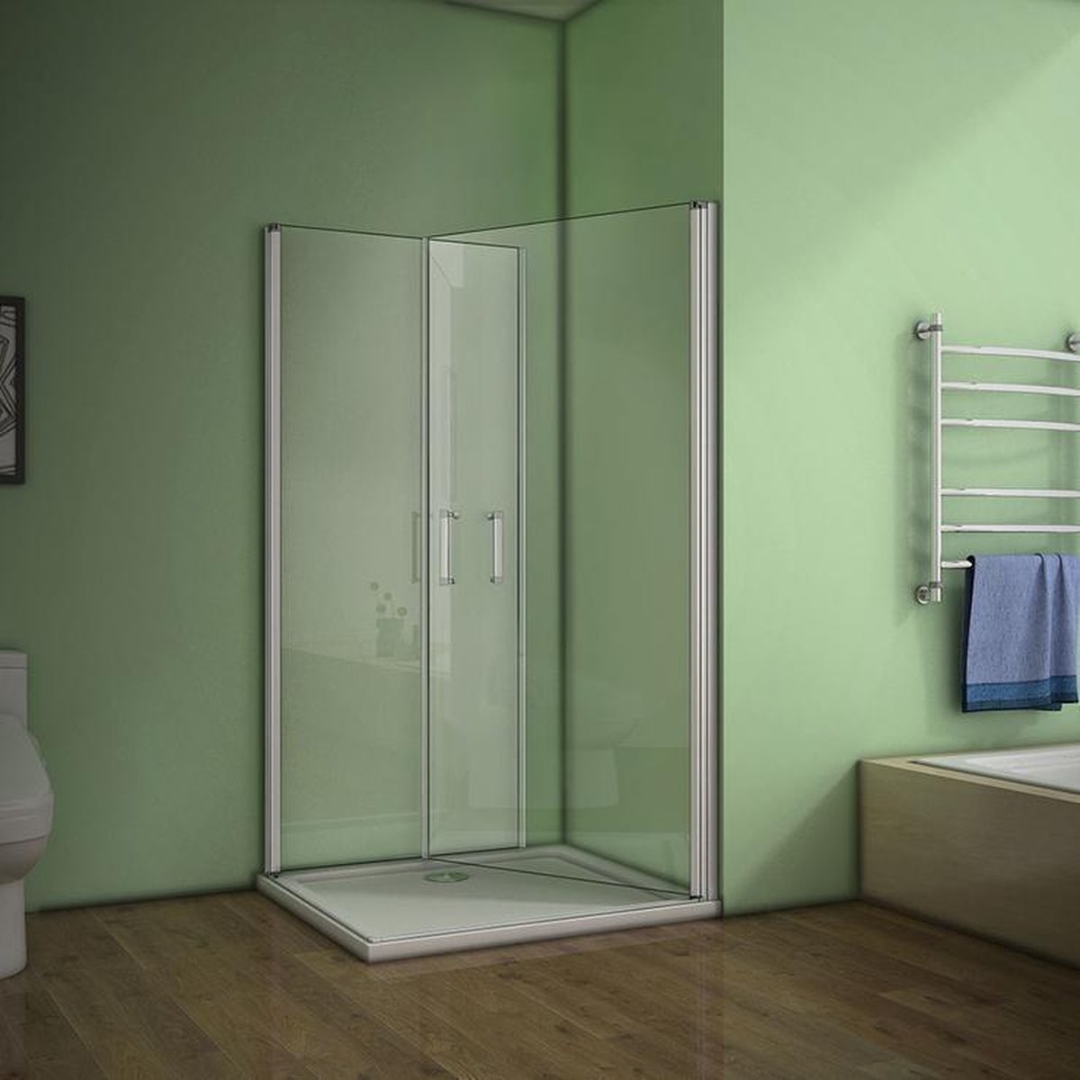80x70x185cm,2x douchedeur,douchecabine douchewand hoekinstap draaideur draaideur ESG glazen douche