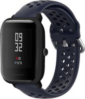 Siliconen Smartwatch bandje - Geschikt voor  Xiaomi Amazfit Bip siliconen bandje met gaatjes - donkerblauw - Horlogeband / Polsband / Armband