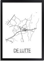 De Lutte Plattegrond poster A3 + Fotolijst Zwart (29,7x42cm) - DesignClaud