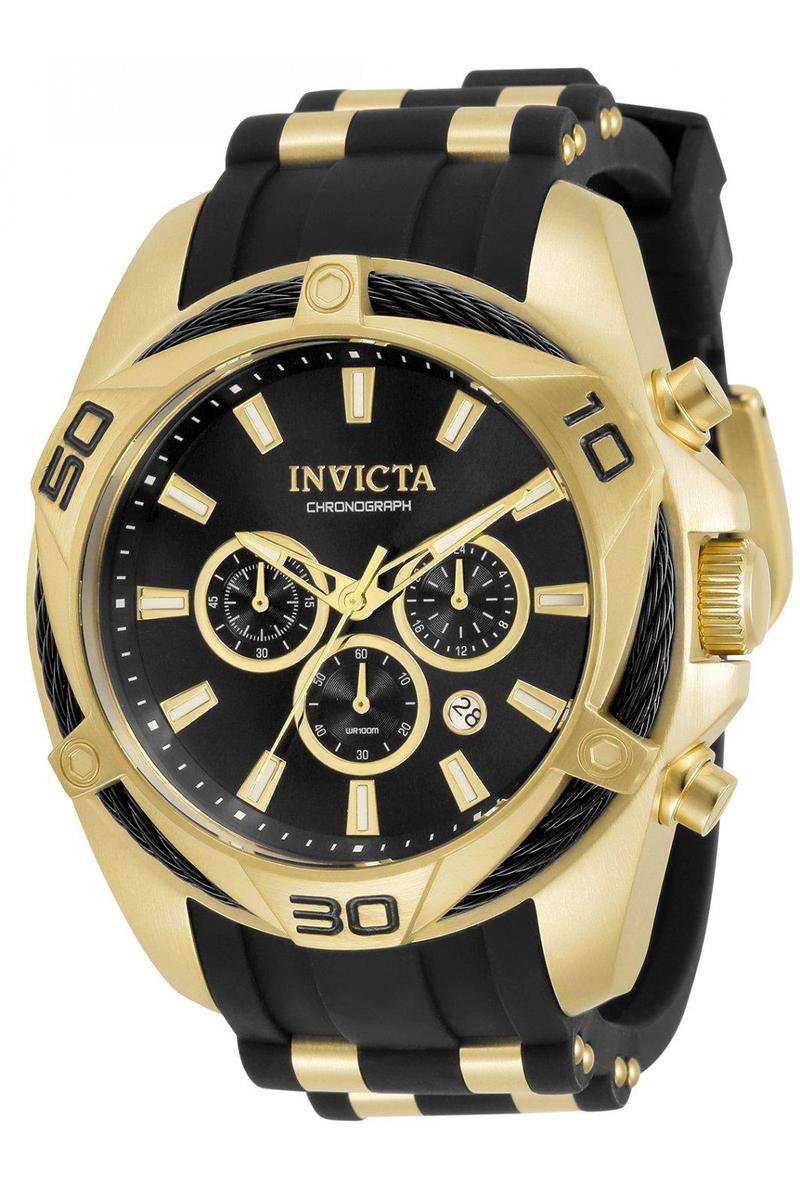 Invicta Bolt 34138 Heren Horloge - Waterdicht - Analoog - Quartz Uurwerk - Roestvrij Staal met zwarte Wijzerplaat - 50mm