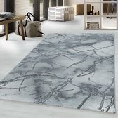 Impression Marmer Design Laagpolig Vloerkleed Grijs Zilver- 80x250 CM.
