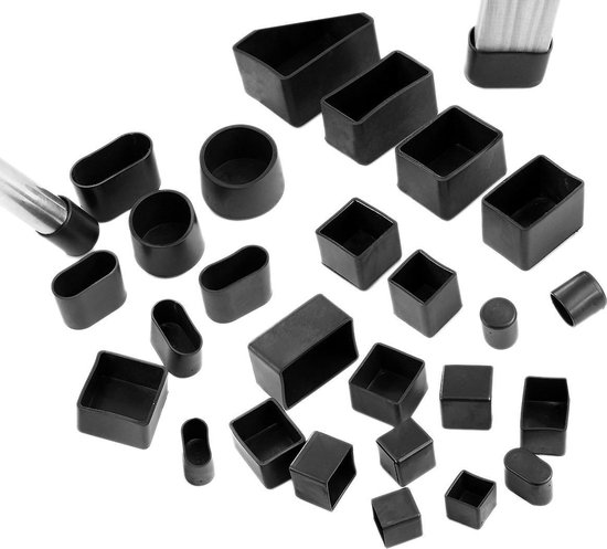 Set van 32 flexibele stoelpootdoppen (omdop, rond, 16 mm, zwart)  [O-RO-16-B]... | bol.com