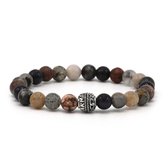 KARMA armband 86944 Off Road Silver Round Logo Bead