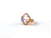 bague modèle Fiori en opale argentée plaquée or rose
