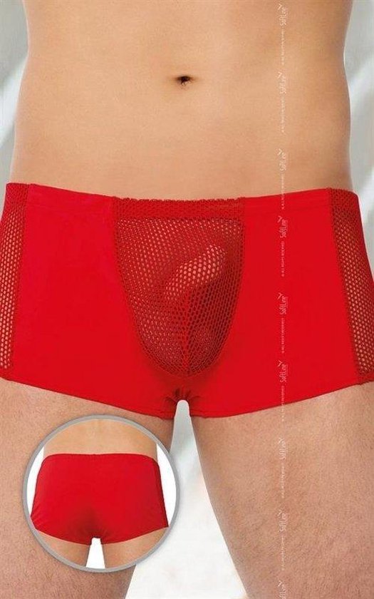 Collection SoftLine - Boxer sexy transparent pour homme avec résille /  Rouge / Taille: L | bol.com