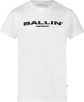 Ballin Amsterdam -  Jongens Slim Fit  Original T-shirt  - Wit - Maat 104