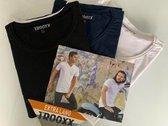 Trooxx T-Shirt-3x 2-Pack, 6 stuks - Round neck Long -  White, Black en Navy - XL