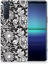 Telefoon Hoesje Sony Xperia 5II Mobiel Case Zwart Bloemen