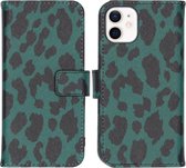 iMoshion Design Softcase Book Case iPhone 12 Mini hoesje - Green Leopard