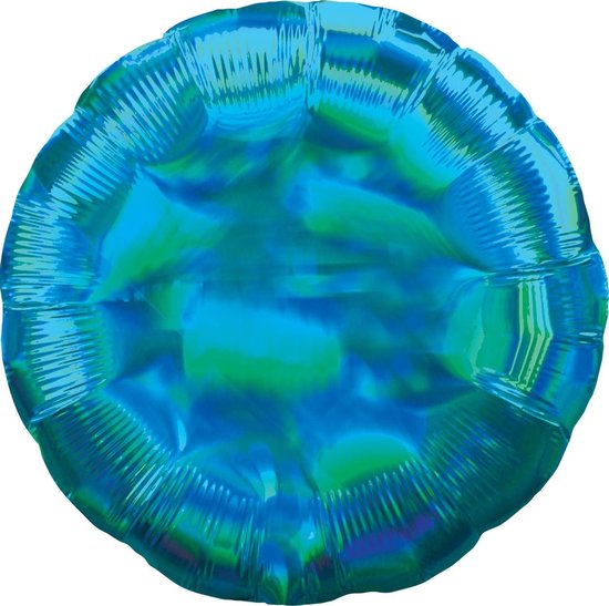 Amscan Folieballon Holographic Iridescent Cyan Circle 46 Cm Blauw