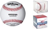Wilson - Honkbal + Display - Leer - MLB - A1050/A1060 - Official Size - Wit - 9 inch