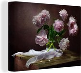 Canvas Schilderij Pioenrozen - Stilleven - Bloemen - 120x90 cm - Wanddecoratie