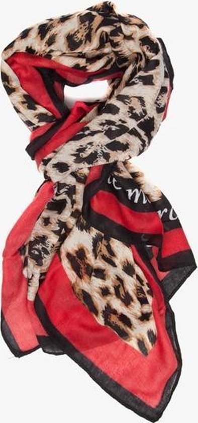 Dames sjaal met luipaardprint - Rood - Maat ONE SIZE | bol.com