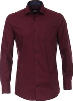 VENTI modern fit overhemd - structuur - rood - Strijkvriendelijk - Boordmaat: 38