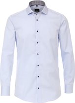 VENTI modern fit overhemd - lichtblauw twill (contrast) - Strijkvrij - Boordmaat: 39