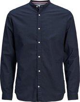 Jack and Jones Heren Overhemd Navy Poplin Mao Slim Fit - S