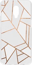 Design Backcover OnePlus 6T hoesje - Grafisch Wit / Koper