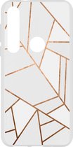 Design Backcover Motorola Moto G8 Plus hoesje - Grafisch Wit / Koper