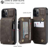 CASEME Apple iPhone 12 Pro Max Back Cover Wallet Case - Portemonnee Hoesje - Koffie