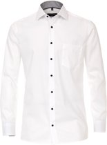 Casa Moda Heren Overhemd Wit Zwart Contrast Boord Kent Modern Fit - 41