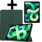 Hoes Geschikt voor iPad Air 2020 Hoes Luxe Hoesje Book Case Met Screenprotector - Hoesje Geschikt voor iPad Air 4 2020 Hoes Cover - Donkergroen .