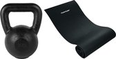 Tunturi - Fitness Set - Fitnessmat 160 x 60 x 0,7 cm - Kettlebell 16 kg