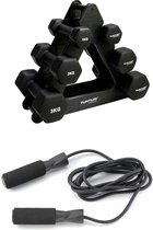 Tunturi - Fitness Set - Dumbbell Opbergrek incl 2x 1 t/m 3 dumbbells  - Springtouw