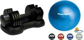 Tunturi - Fitness Set - Verstelbare Dumbbellset 12,5 kg - Gymball Blauw 75 cm