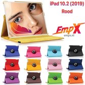 EmpX.nl Apple iPad 10.2 (2019) 360° Draaibaar tablethoes Rood Kunstleer | 360° Draaibaar Cover | Easy-click beschermhoes | Book Cover | passend hoes | Book Case | iPad 10.2 (2019)