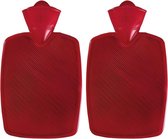 2x Kunststof kruiken rood 1,8 liter zonder hoes - warmwaterkruik