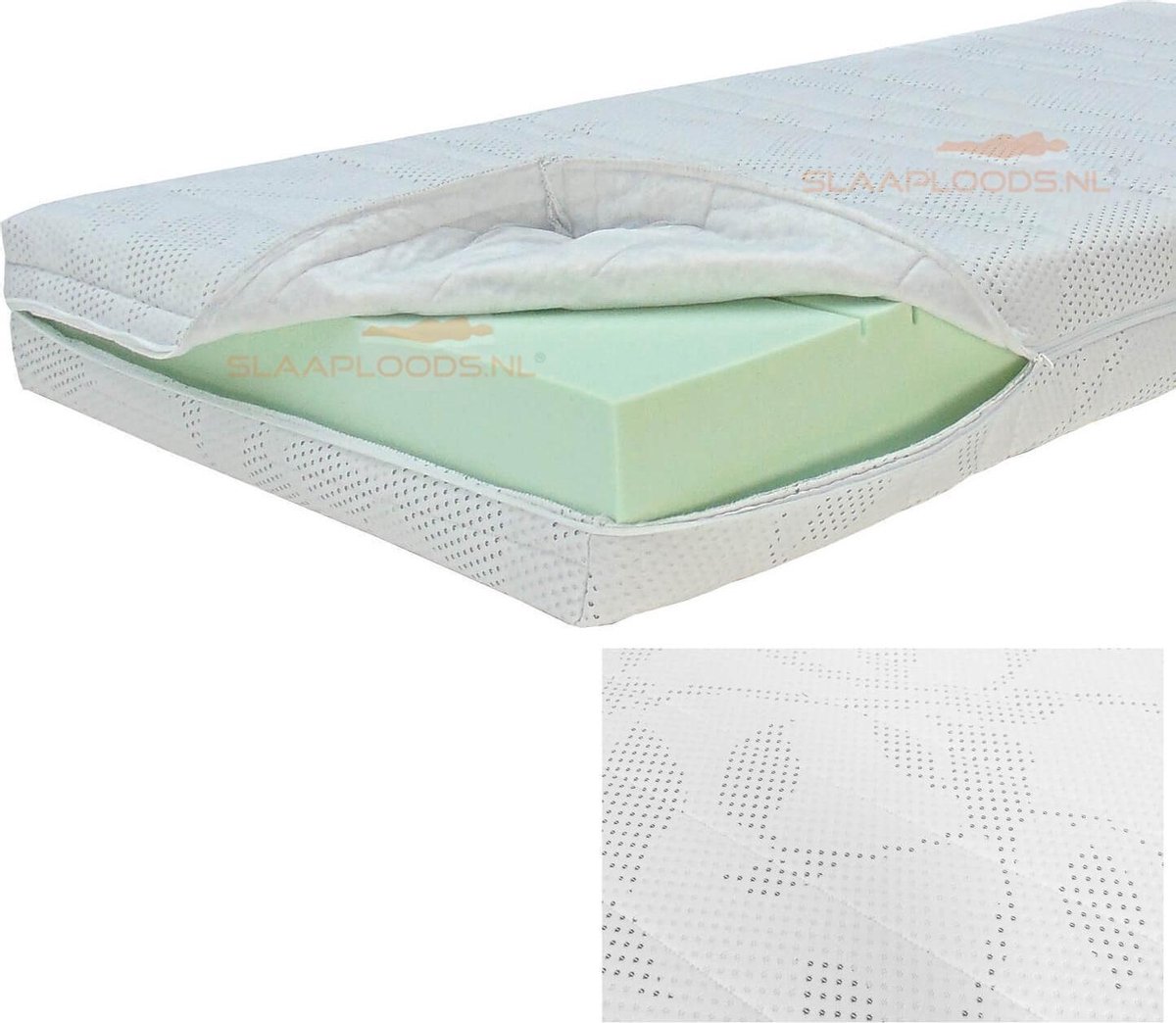 Slaaploods.nl Matrashoes Met Rits - Deluxe - Anti Allergie - 120x190 cm - Hoogte 14 cm