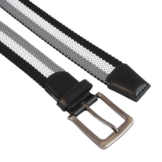 Elastische gevlochten riem - bruin/donkerblauw - lengte inkortbaar | Budget Tie
