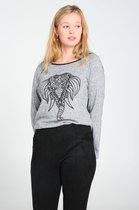 Cassis - Female - T-shirt met een olifantenhoofd en strassteentjes  - Gris Chine