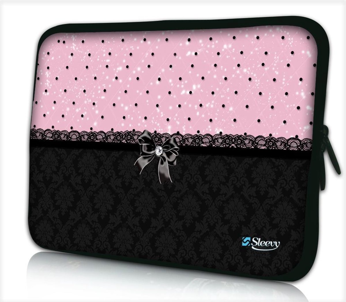 Laptophoes 13,3 inch patroon chic roze zwart - Sleevy - laptop sleeve - Sleevy collectie 300+ designs