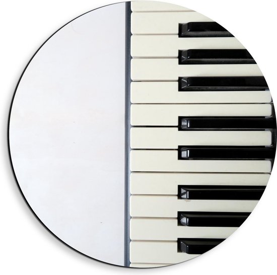 Dibond Wandcirkel - Halve Piano op Witte Achtergrond - 40x40cm Foto op Aluminium Wandcirkel (met ophangsysteem)