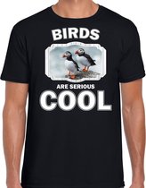 Dieren vogels t-shirt zwart heren - birds are serious cool shirt - cadeau t-shirt papegaaiduiker vogel/ vogels liefhebber S