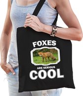 Sac en coton Animaux renard marron adulte + enfant noir - les renards sont un sac shopping cool / sac de sport / sac de sport - fan de renards cadeau