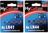 HyCell blister met 4 stuks Alkaline knoopcellen LR44 1.5 Volt