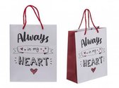 Papieren Cadeautasje (Always In My Heart) - 18 x 8 x 23 cm - Klein - 2 STUKS