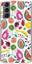 Casetastic Samsung Galaxy S21 4G/5G Hoesje - Softcover Hoesje met Design - Tropical Fruits Print