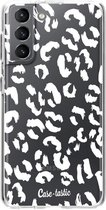 Casetastic Samsung Galaxy S21 4G/5G Hoesje - Softcover Hoesje met Design - Leopard Print White Print