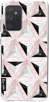 Casetastic Samsung Galaxy A52 (2021) 5G / Galaxy A52 (2021) 4G Hoesje - Softcover Hoesje met Design - Marble Triangle Blocks Pink Print