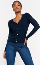 LOLALIZA Basic cardigan - Marine Blauw - Maat L